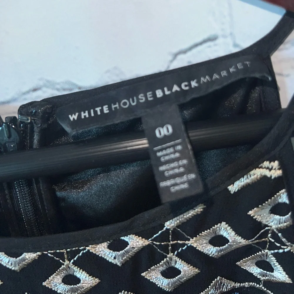 white house black market dark blue & white sleeveless dress size 00 - Picture 7 of 10